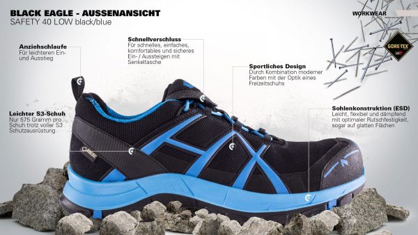 HAIX Sicherheitsschuh Black Eagle Safety 40 Low black/blue