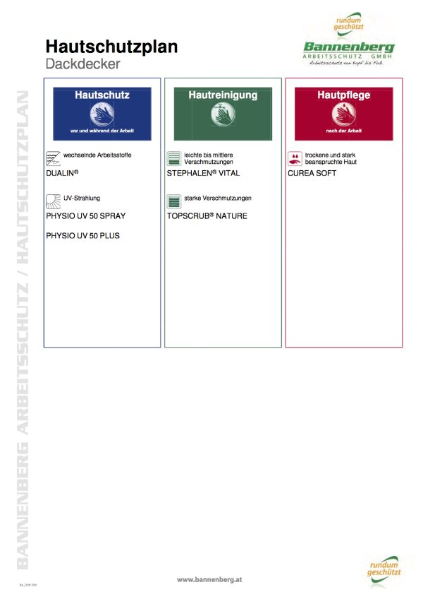 Hautschutzplan Dachdecker