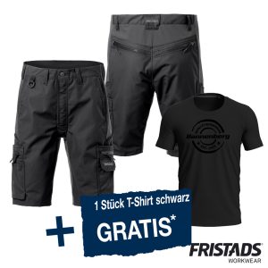 Fristads® Service Stretch-Shorts 2702 PLW – 4-Wege-Stretch, schwarz - T-Shirt Gratis