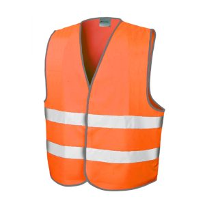 Warnschutz Weste mit zwei Reflexstreifen orange mit Tasche