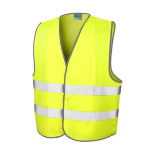 Warnschutz Weste mit zwei Reflexstreifen warngelb mit Tasche