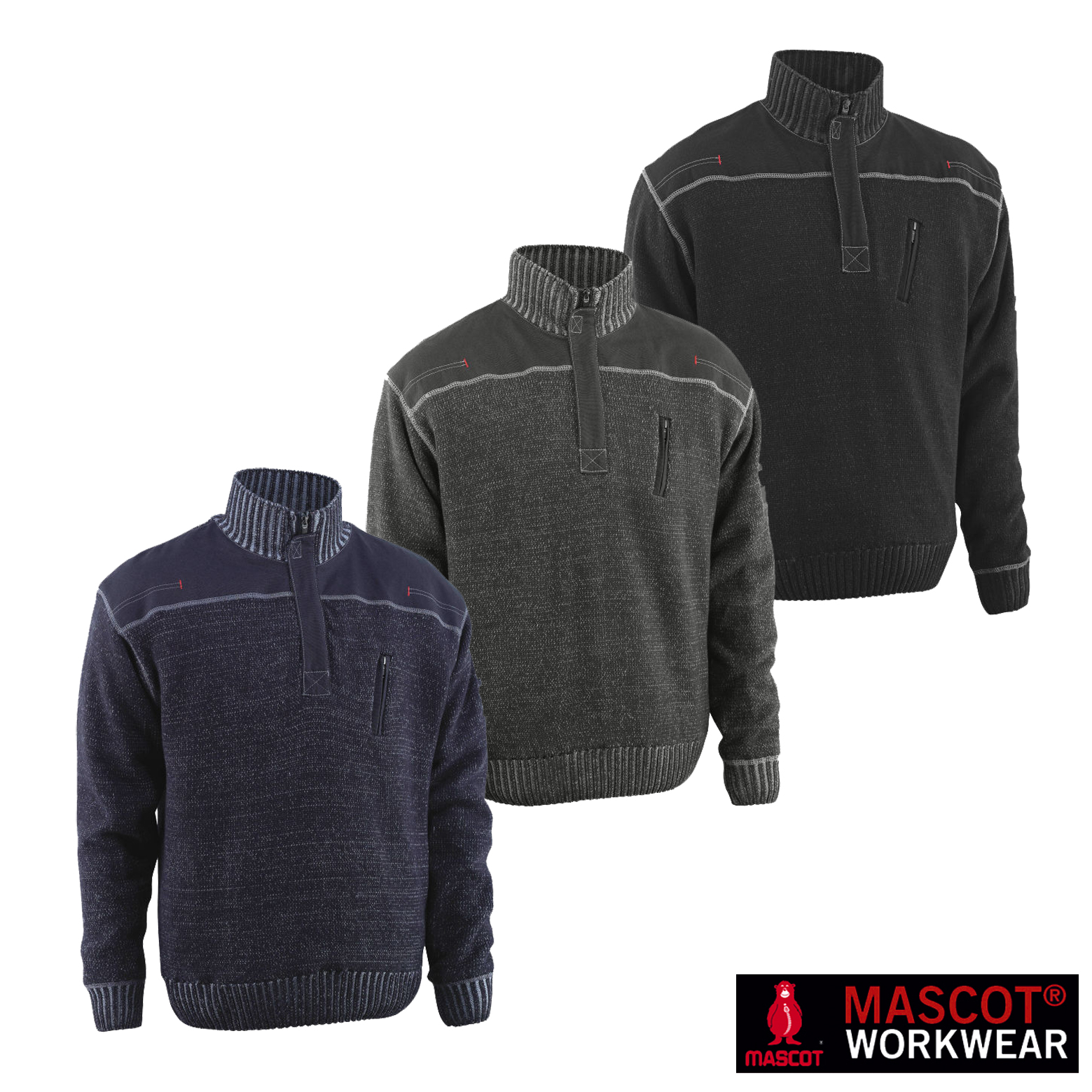 MASCOT® NAXOS Strickpullover | Kurzer Reißverschluss