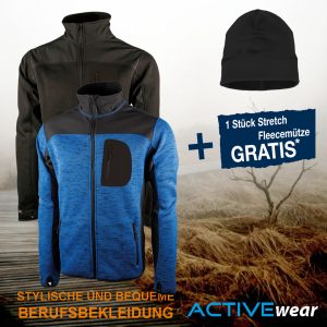Strick-Softshell Jacke IMST plus + Stretch-Fleecemütze schwarz
