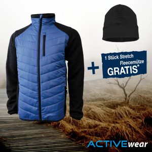 HYBRIDJACKE Salzburg royal/graphit + Stretch-Fleecemütze schwarz