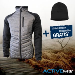 HYBRIDJACKE Salzburg Jacke grau/graphit + Stretch-Fleecemütze schwarz