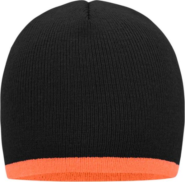 Strick Beanie mit Kontraststreifen – Bild 3