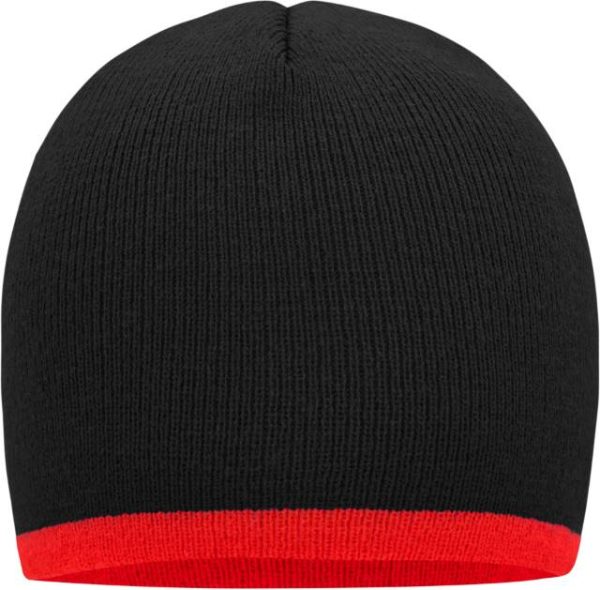 Strick Beanie mit Kontraststreifen – Bild 4