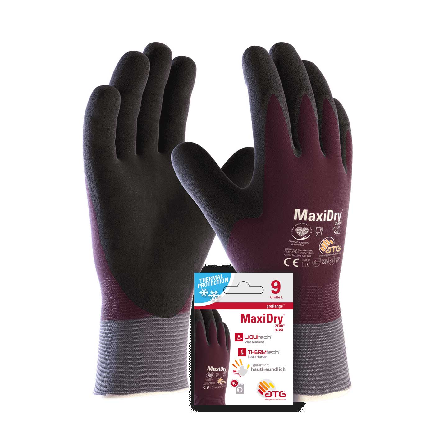 Guanti ATG MaxiDry Zero Mod. 56-451 T9 – Resistenti A Liquidi E Freddo (-30°C), Super Flessibili Per Lavori All'aperto