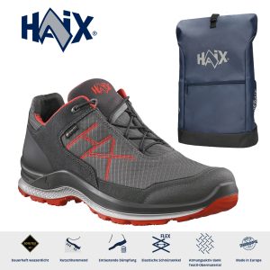 Haix® Black Eagle Adventure 3.0 GTX low graphite-orange + Rucksack