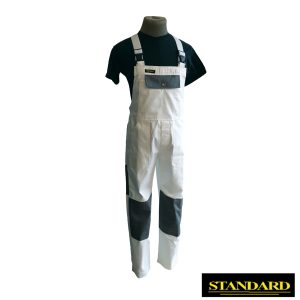 Latzhose "Standard BW" weiss/grau