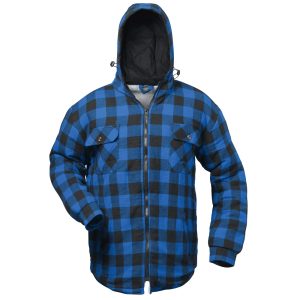 ALBERTA Thermo-Hemd mit Kapuze – Blau/Schwarz Kariert