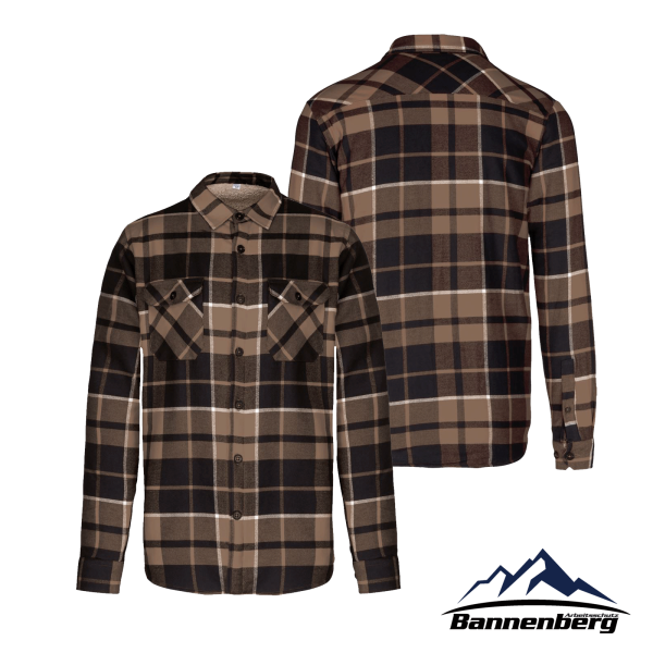 Flanellhemd mit Sherpafleecefutter storm camel/​black
