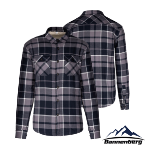 Flanellhemd mit Sherpafleecefutter storm grey/​navy