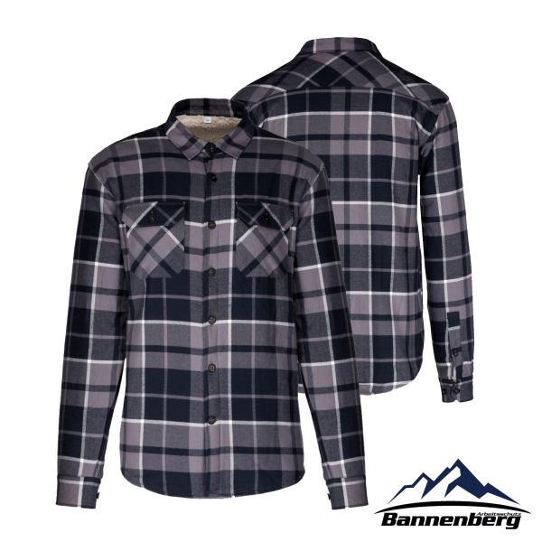 Flanellhemd mit Sherpafleecefutter storm grey/​navy