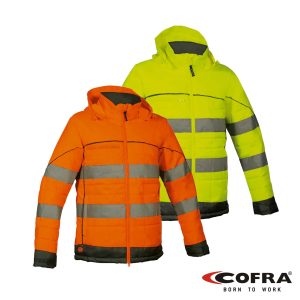 Cofra Hi-Viz Daunenjacke – Warme Warnschutzjacke mit hoher Sichtbarkeit