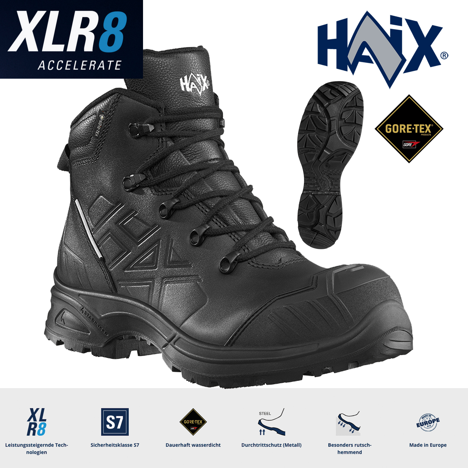 HAIX AIRPOWER XR 810 | S7 Sicherheitsstiefel Leder mit GORE-TEX® | schwarz