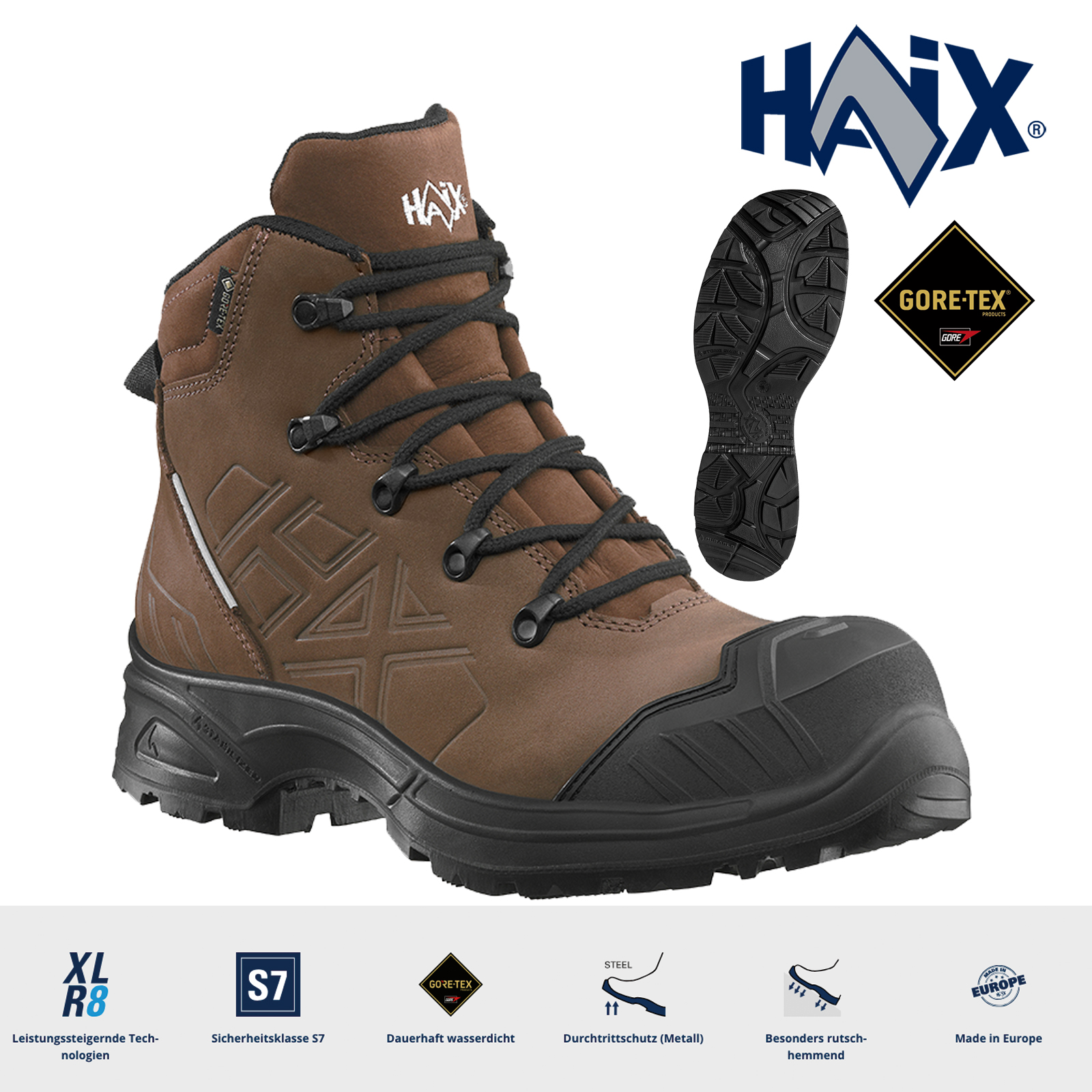 HAIX AIRPOWER XR 810 Nubuk | S7 Sicherheitsstiefel GORE-TEX® | braun – Bild 3