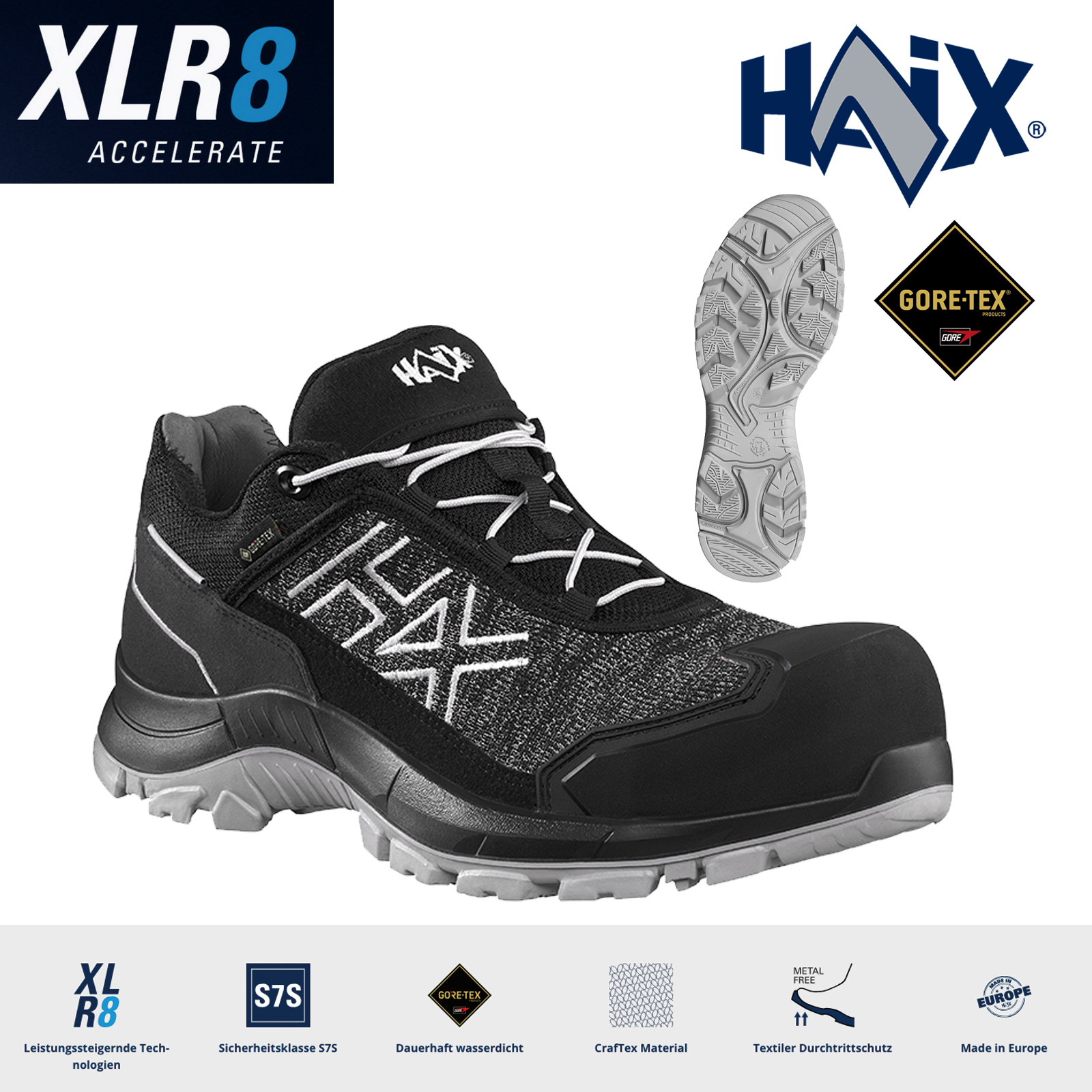 Haix® BLACK EAGLE Safety 400 GTX S7S Gore-Tex® – grau
