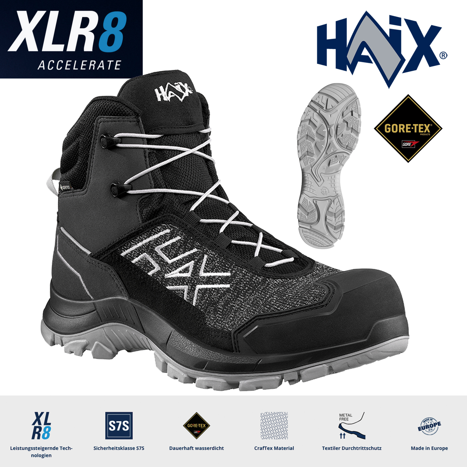 Haix® BLACK EAGLE Safety 410 GTX S7S Gore-Tex® – grau