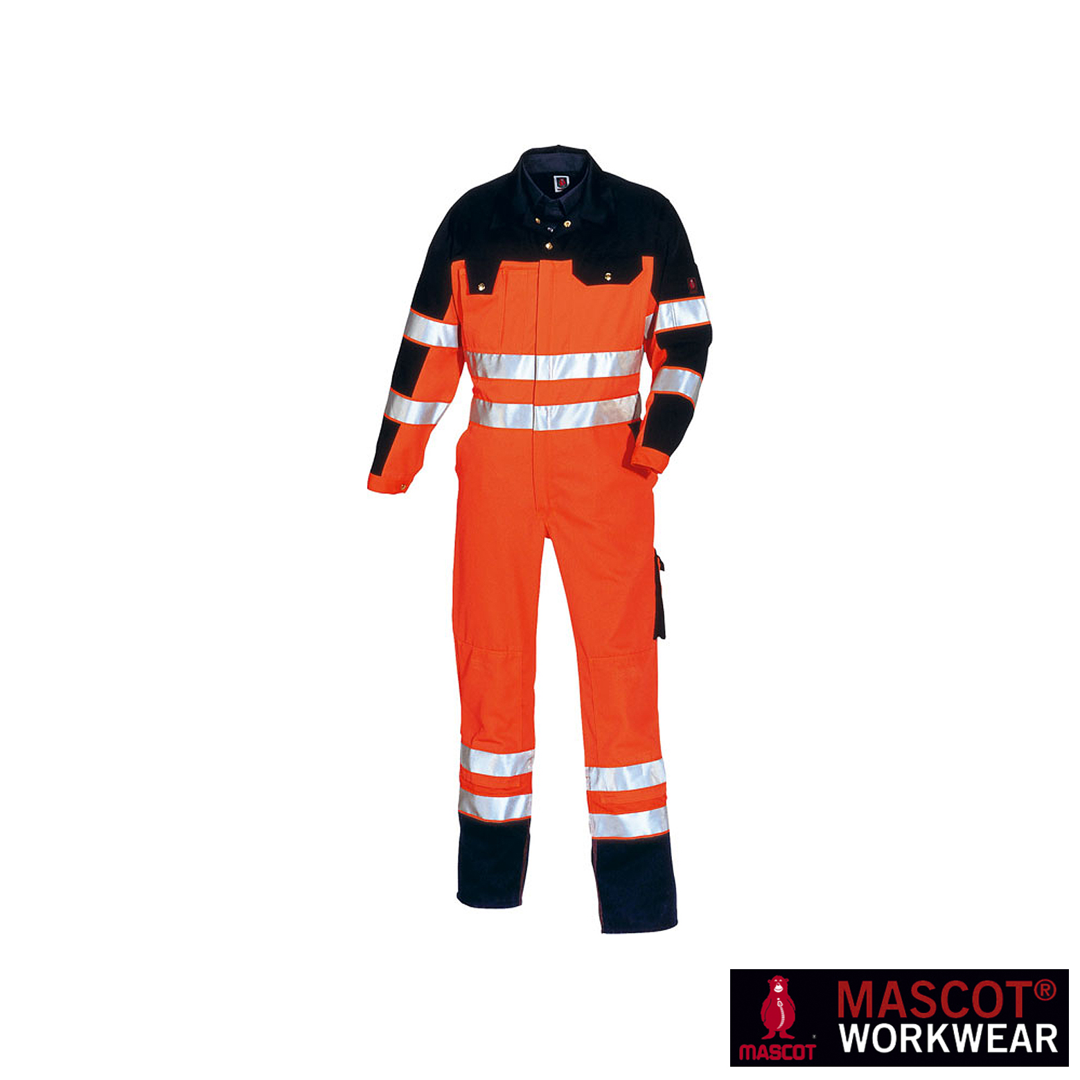Mascot Overall VERONA orange/marine - Hochsichtbarer Arbeits-Overall *RP*