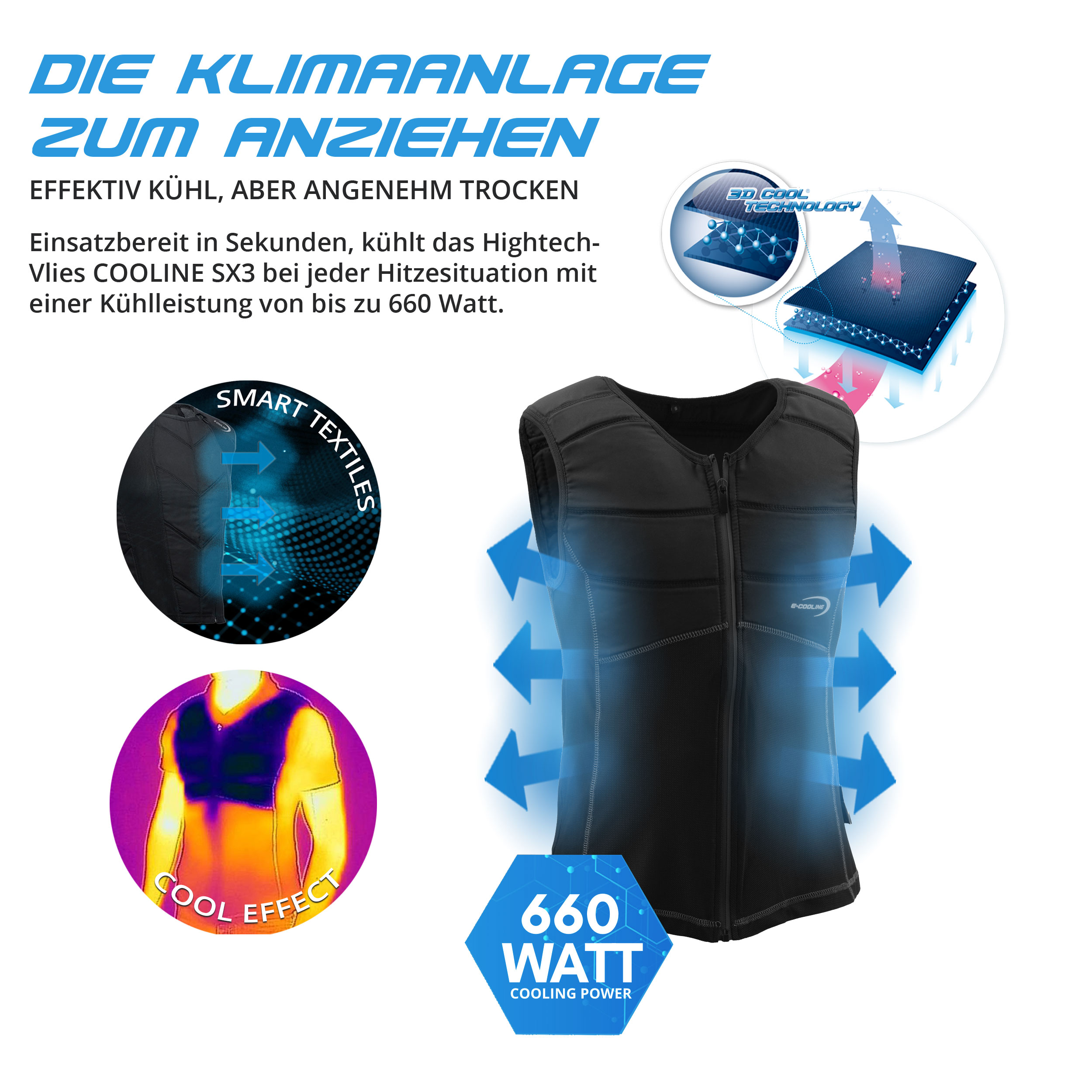 E.COOLINE Powercool SX3 Shirtweste – Kühlweste für Arbeit & Sommer – Bild 3