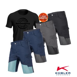 KÜBLER REFORCE Shorts – Stretch Arbeitsshorts nachhaltig & ergonomisch - T-Shirt gratis