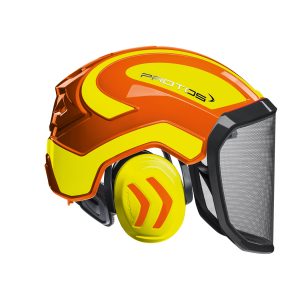 PROTOS Forest Schutzhelm | Forsthelm mit Visier & Gehörschutz | orange/gelb