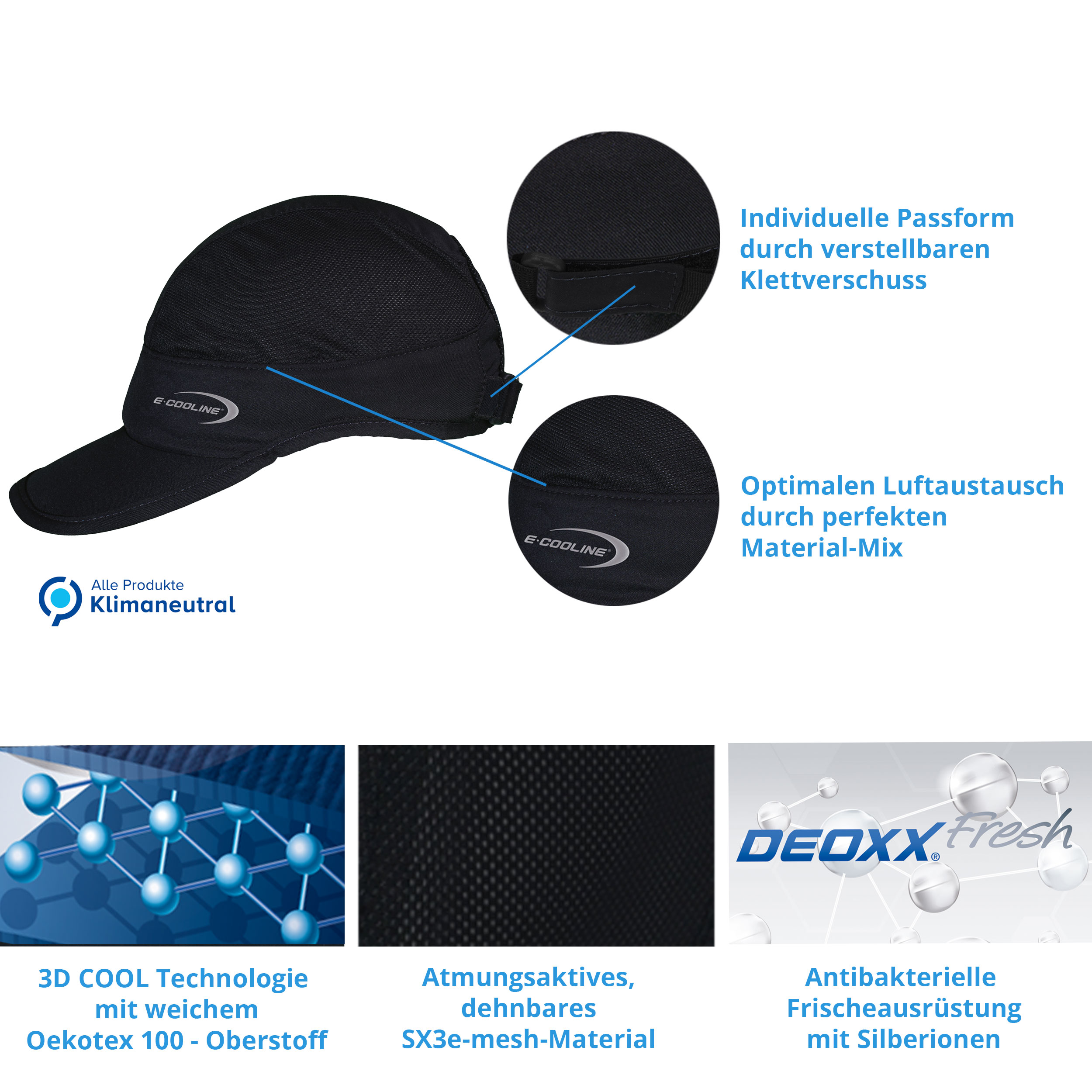 E.COOLINE Powercool SX3 Basecap Light | Kühlendes Basecap für Arbeit, Sport & Freizeit – Bild 3